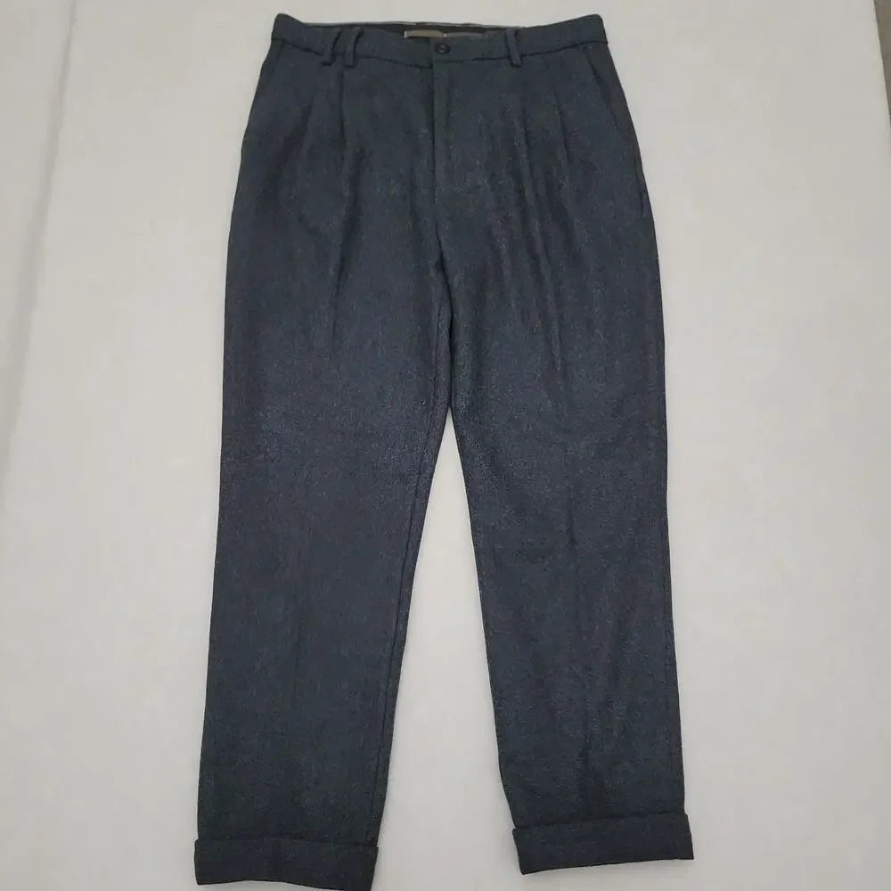 Banana Republic BR Wool Blend Pleated Trouser Pants Mens 33 Gray Excellent